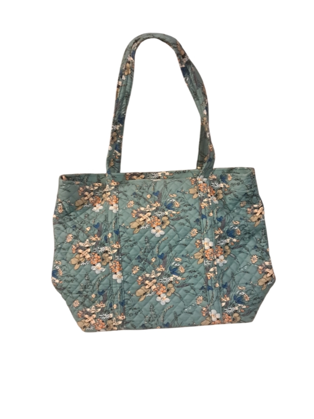 Vera Bradley Oversized Shoulder Tote in Teal Wildflower Print